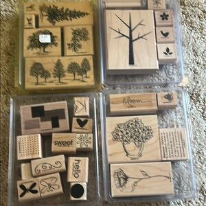 Stampin Up! Nature-Themed Wooden Rubber Stamp Collection 4 sets
